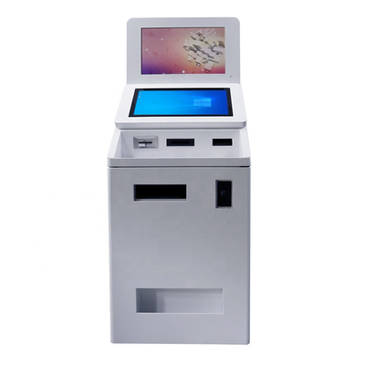 Çift Ekran Boyutu QR Tarayıcı Kart Okuyucu Nakit ve Madeni Para Verme Self Servis Ödeme ATM Kiosk Makinesi