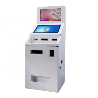 Çift Ekran Boyutu QR Tarayıcı Kart Okuyucu Nakit ve Madeni Para Verme Self Servis Ödeme ATM Kiosk Makinesi