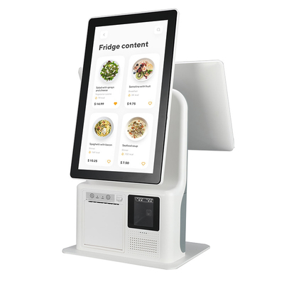 Mini Çift Dokunmatik Ekran Self Servis Sipariş Makinesi Bilet POS Kiosk