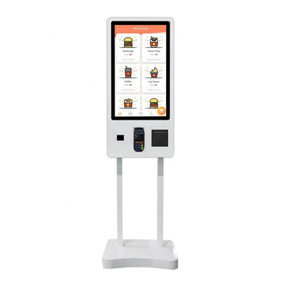 Beyaz Kendinden Sipariş Kiosk Fatura Ödeme Nakit Kabul Bilet Makinesi