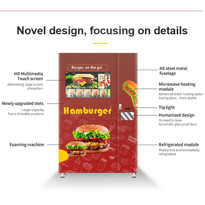 Hamburger Sıcak Yemek için 24 Saat 32 &quot;Dokunmatik Ekran Otomatı Kiosk