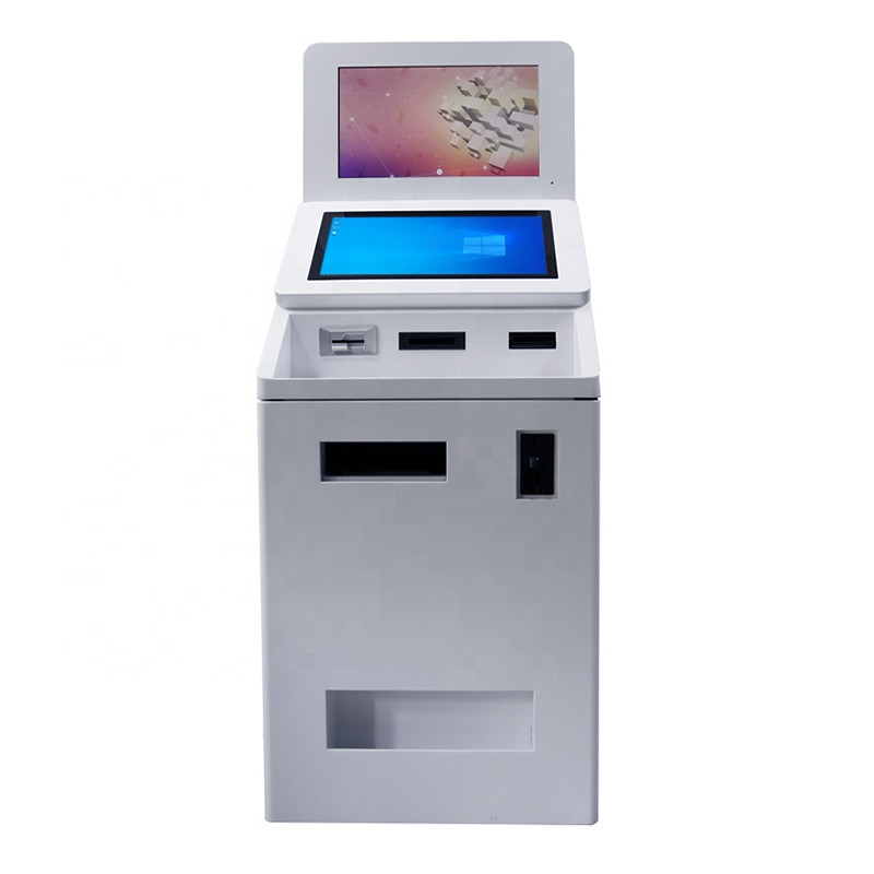 Çift Ekran Boyutu QR Tarayıcı Kart Okuyucu Nakit ve Madeni Para Verme Self Servis Ödeme ATM Kiosk Makinesi